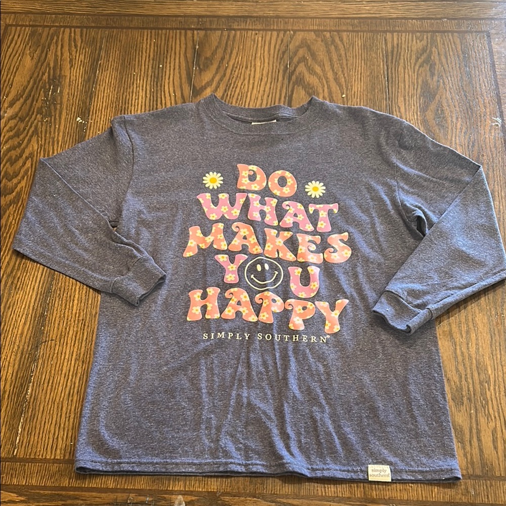 Simply Southern Gray Long Sleeve Tee Do What Makes You Happy